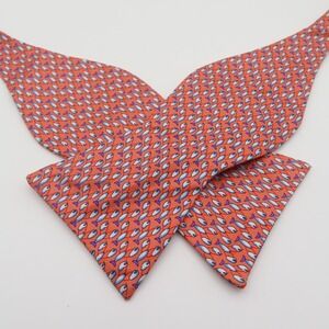Tommy Hilfiger Bow Tie Orange Peach Fish Polka Dot 2.5" Wide Self Tie Silk